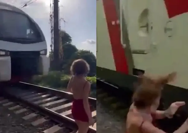 Se salva mujer de ser arrollada por el tren al intentar tomarse una selfie