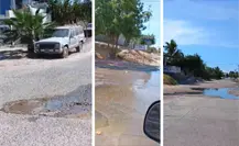 Derrame de aguas negras inunda la calle Francisco King en La Paz