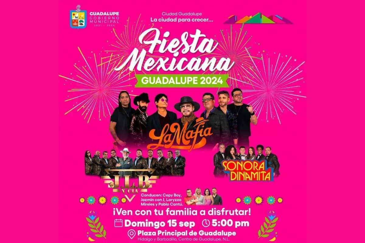 Flyer de Grito de Independencia en Guadalupe.Foto: Municipio de Guadalupe