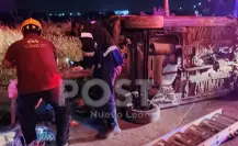 Volcadura deja un automovilista herido en Escobedo