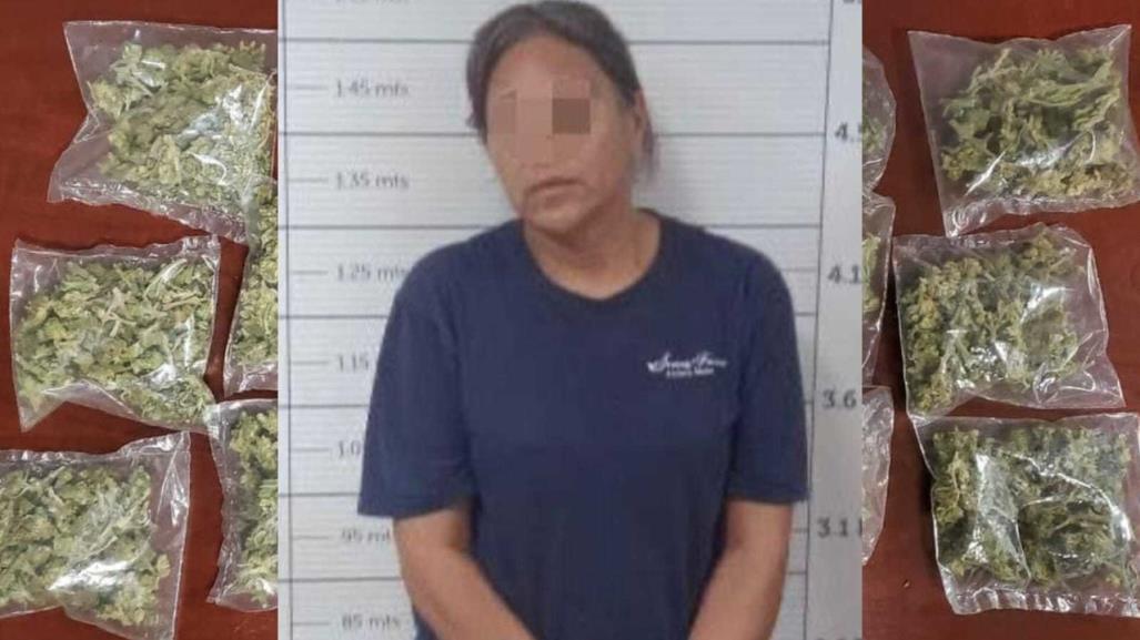 Señora es detenida por tener marihuana entre sus pertenencias