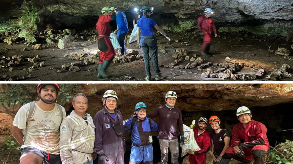 Jornada de limpieza y saneamiento de la cueva Chacxix en Maxcanú