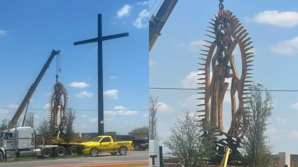 Instalan figura gigante de la Virgen de Guadalupe en Piedras Negras