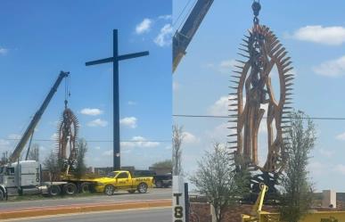 Instalan figura gigante de la Virgen de Guadalupe en Piedras Negras