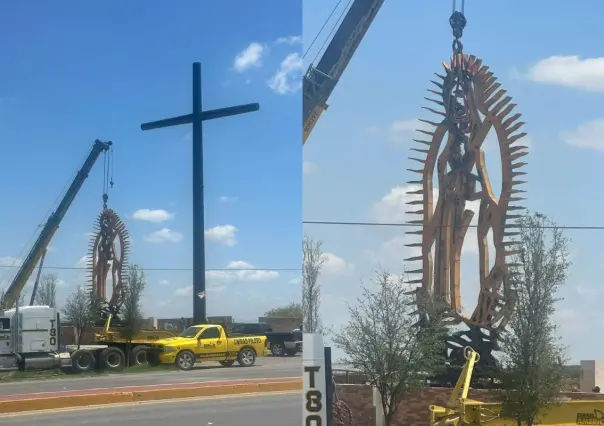 Instalan figura gigante de la Virgen de Guadalupe en Piedras Negras