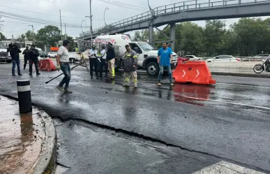 Mega fuga de agua provoca ruptura de pavimento en la Miguel Hidalgo