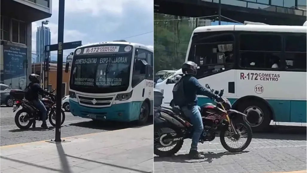 Captan a Ruta 172 circulando en contra en el centro de Monterrey (VIDEO)