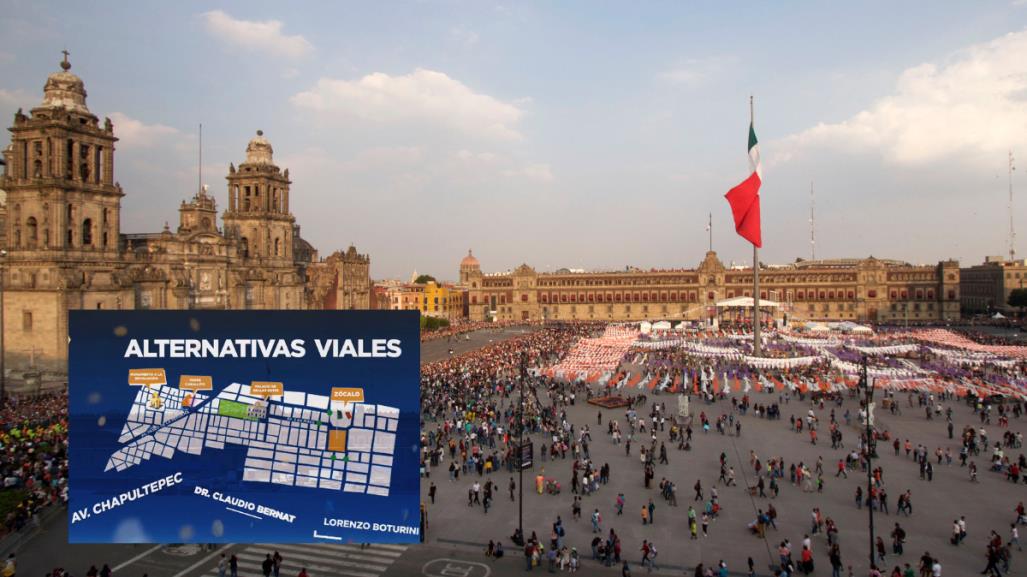 Alternativas viales y accesos peatonales para último grito de AMLO en el Zócalo