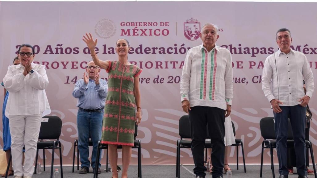 Claudia Sheinbaum destaca programas en gira por Chiapas con AMLO