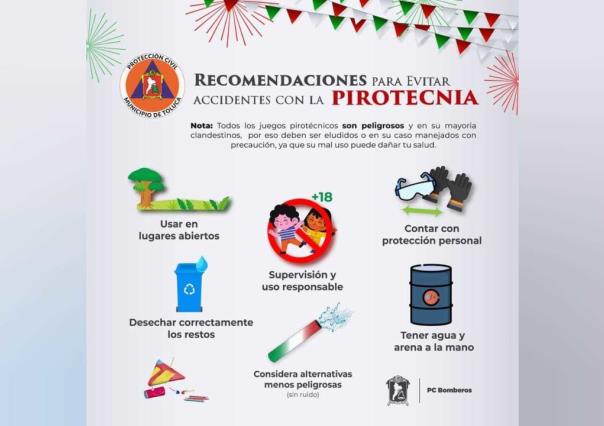 Toluca refuerza seguridad en fiestas patrias contra pirotecnia