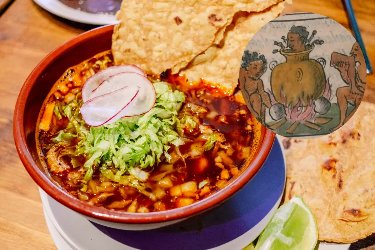 Pozole mexicano/ ilustración de sus orígenes. Foto: Canva