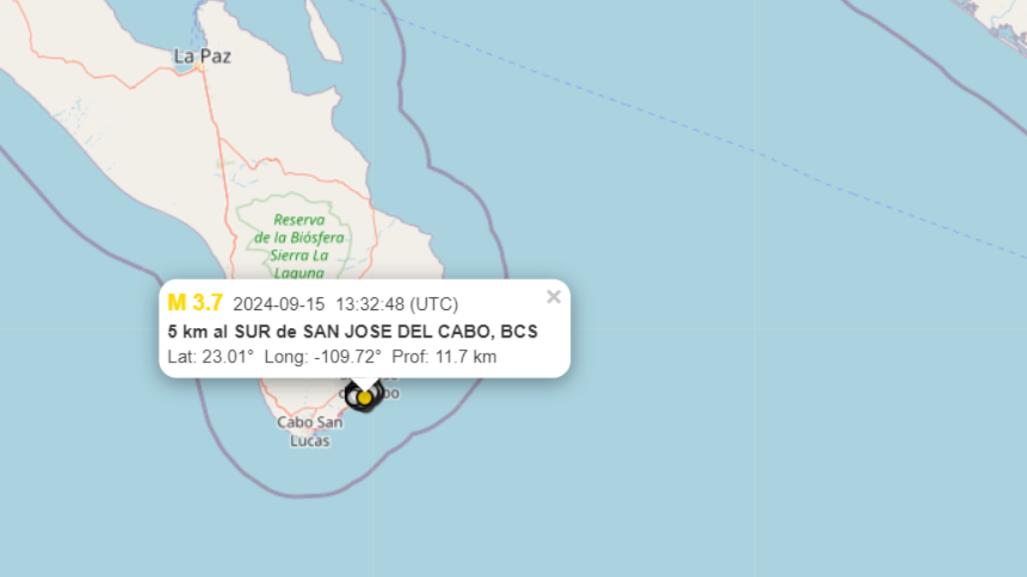 Sismo de 3.7 en San José del Cabo esta mañana