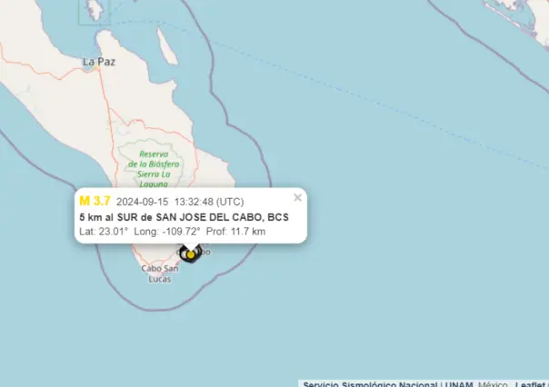 Sismo de 3.7 en San José del Cabo esta mañana