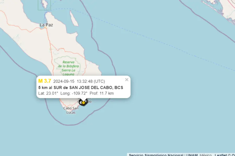 Sismo de 3.7 en San José del Cabo esta mañana