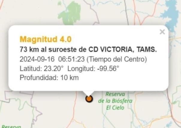 Tiembla cerca de Ciudad Victoria