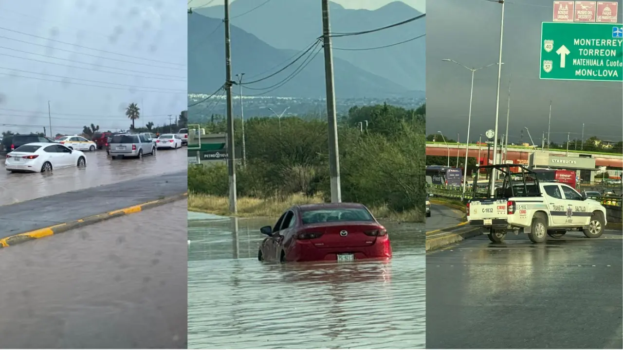 Estos bulevares son altamente peligrosos durante las lluvias en Saltillo / Foto: Angel Tello Buratto, Victor Martinez y Redes Sociales