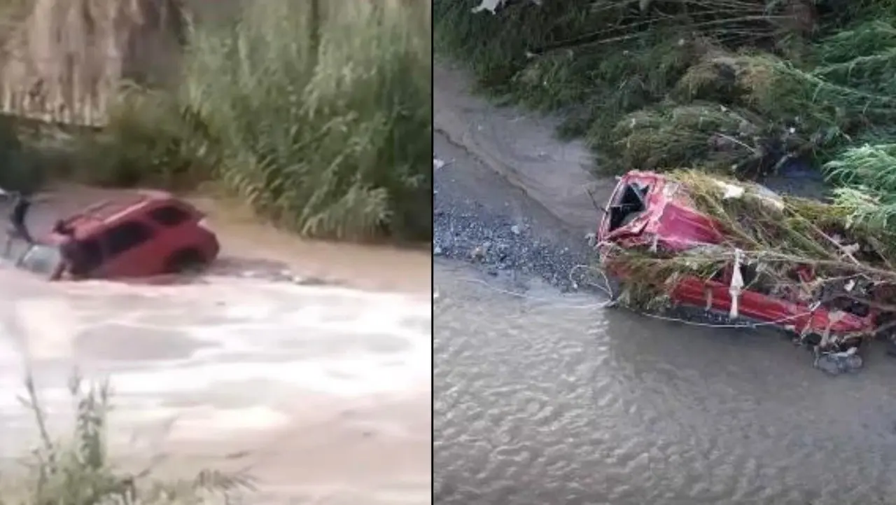 Una camioneta fue arrastrada por el arroyo el pasado domingo 15 de septiembre en Ramos Arizpe. (Fotografía: Redes sociales)