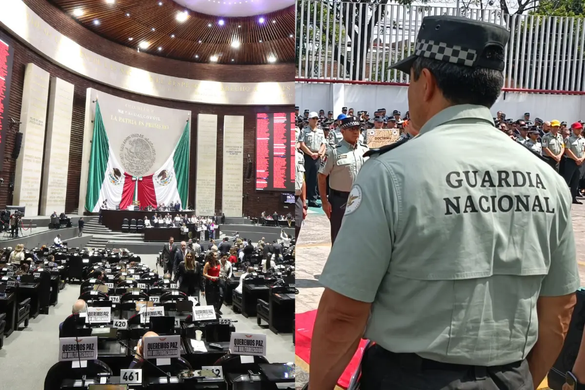 Cámara de Diputados y elemento de la Guardia Nacional. Foto: Especial