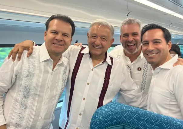 Gobernador recorre ruta del Tren Maya junto a López Obrador