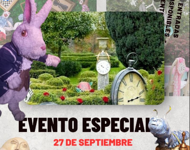 Evento de decoraciones y esculturas inspiradas en Alicia en el País de las Maravillas