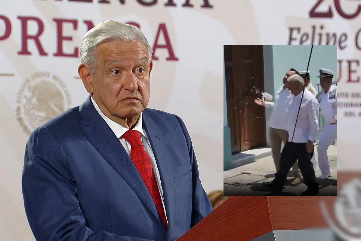 AMLO habla de la agresión que sufrió en su visita a Veracruz. Foto: SS de conferencia