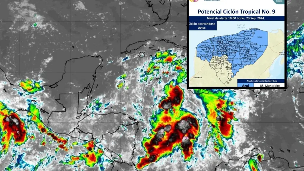 Yucatán activa la Alerta Azul ante el  Ciclón Tropical número 9