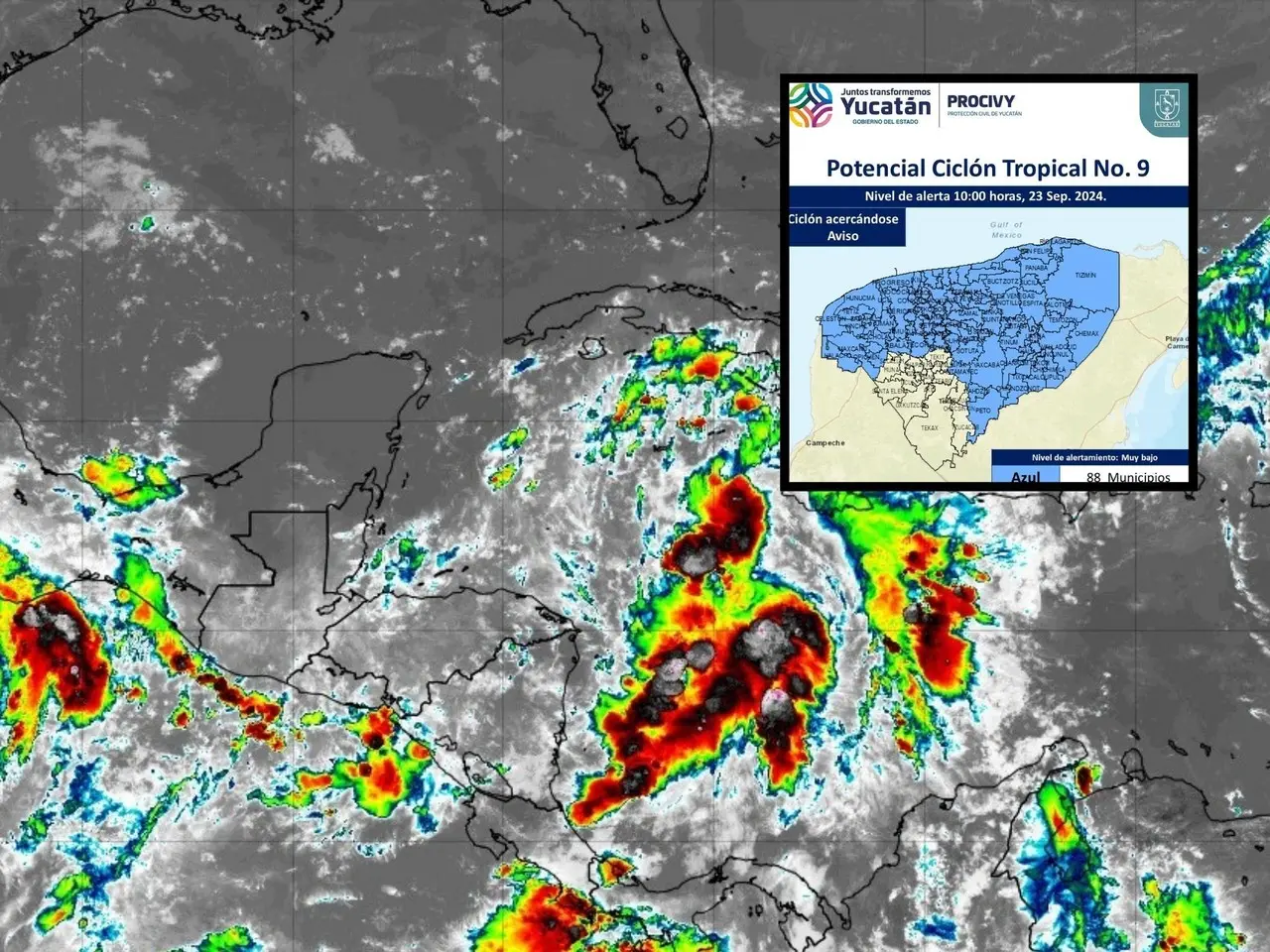 Las autoridades estatales activaron la Alerta Azul ante los posibles efectos del ciclón tropical 9 que se encuentra en el Mar Caribe.- Foto de Procivy