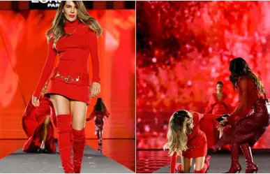 ¡Se vale sobar! Belinda cayó en la pasarela del París Fashion Week 2024 (VIDEO)