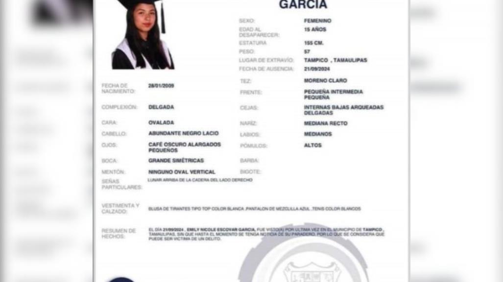 Emily Nicole Escovar García, reportan su desaparición en Tampico