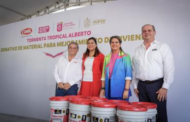 Entrega de donativo a familias afectadas por tormenta Alberto en Monterrey