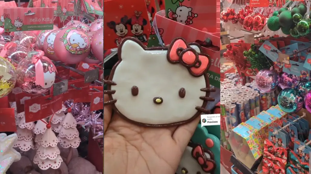 Sorprende decoración de Navidad rosada en Walmart con Hello Kitty (VIDEO)