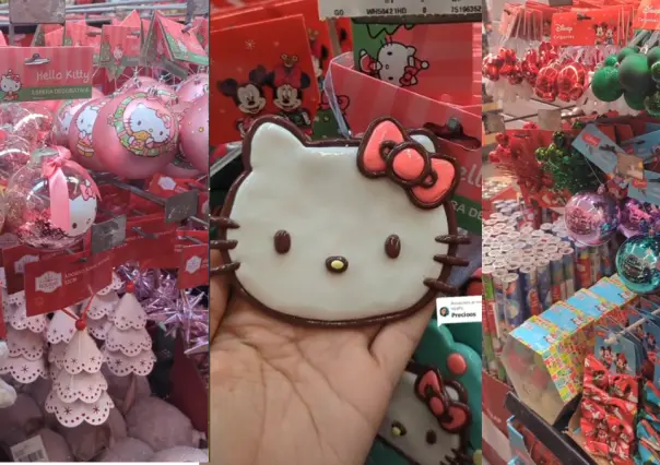 Sorprende decoración de Navidad rosada en Walmart con Hello Kitty (VIDEO)