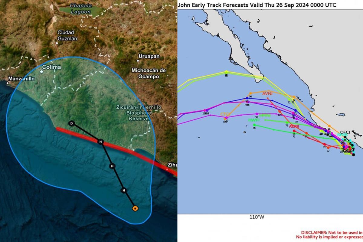 Actualmente, John se está intensificando y alcanzaría la categoría 1 de huracán antes del jueves 26 de septiembre.