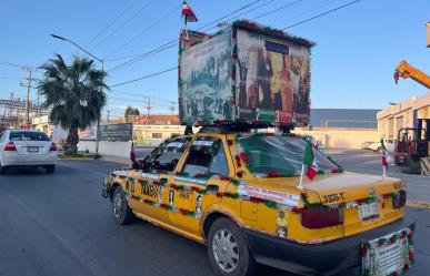 Circula en las calles de Coahuila el taxi más patriótico de México