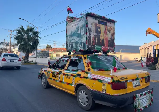 Circula en las calles de Coahuila el taxi más patriótico de México