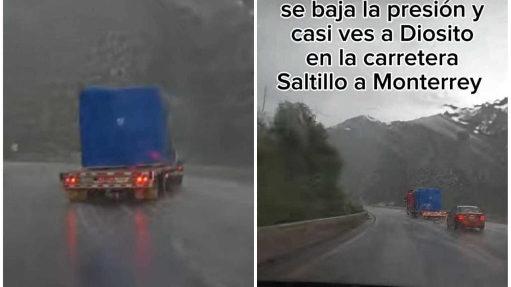 Graban a tráiler derrapando en la Monterrey-Saltillo (VIDEO)