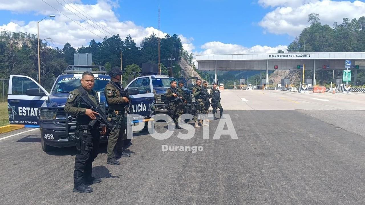 Elementos de la Policía Estatal en la caseta de Coscomate. Foto: Secretaría de Seguridad Pública.