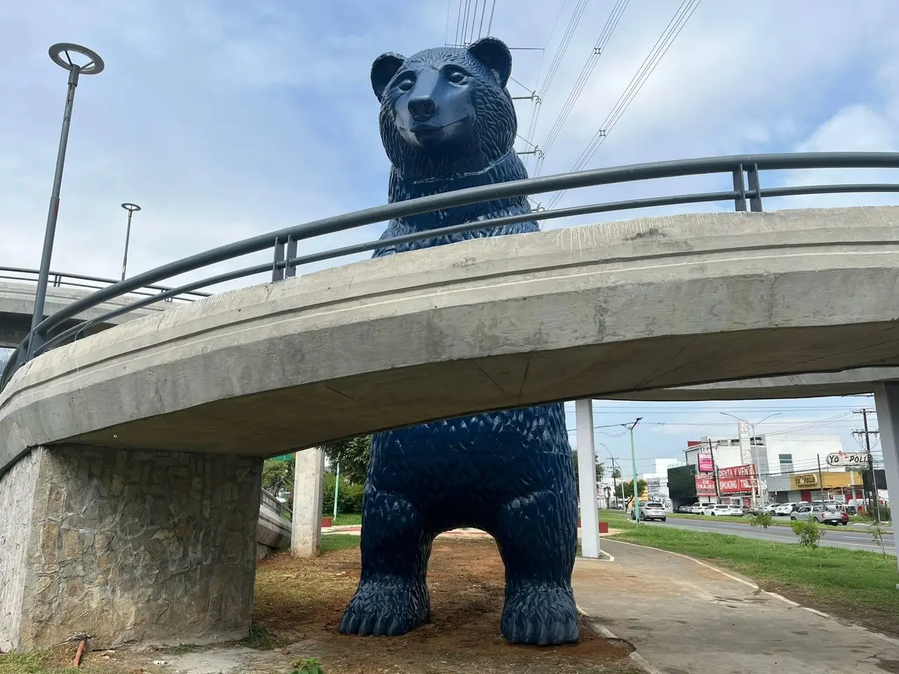 El oso gigante se denomina “El Residente” y se encuentra en el camellón central de Lázaro Cárdenas en Monterrey. Foto: Azael Valdés.