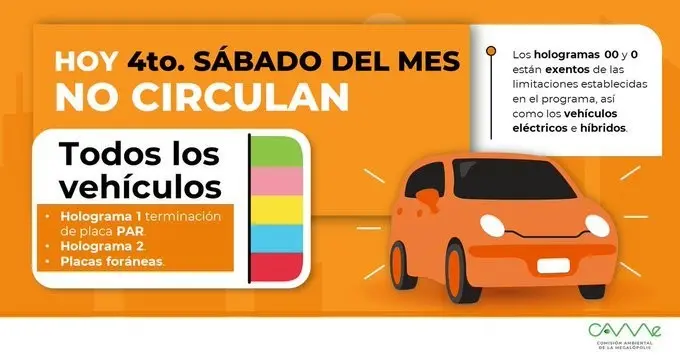 Programa Hoy No Circula: Restricciones para hoy sábado 28 de septiembre en CDMX