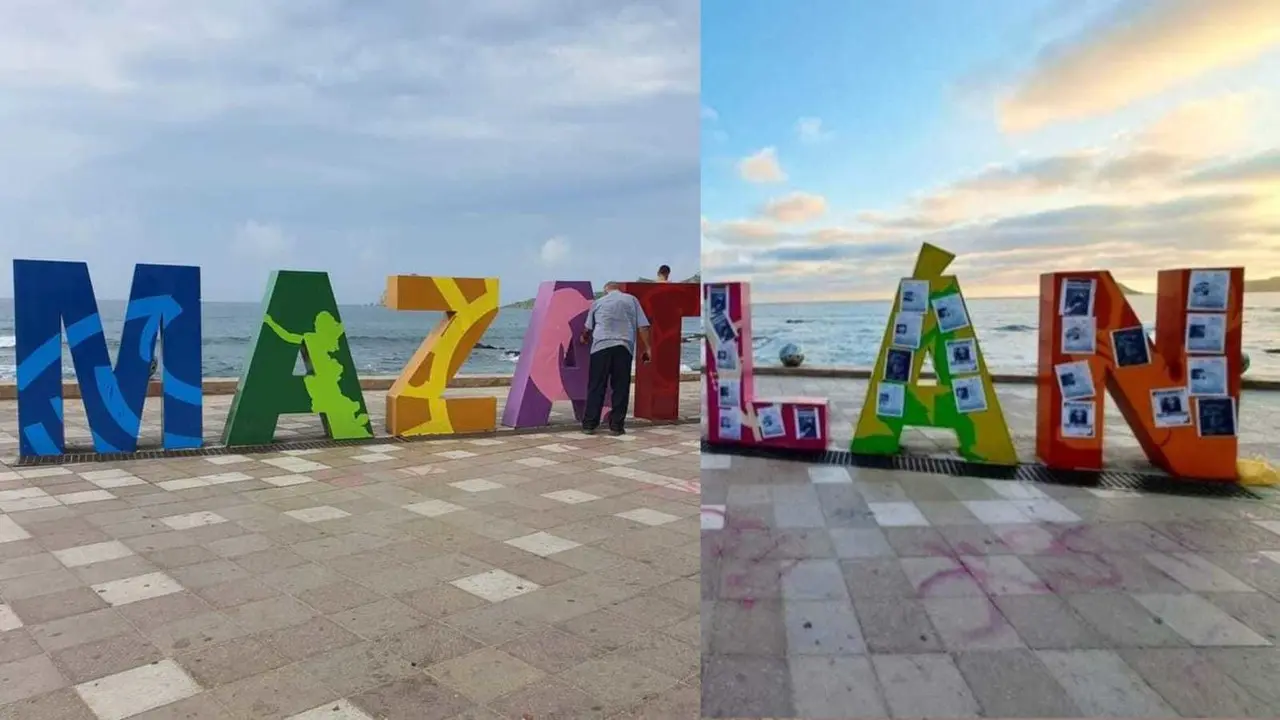 Se desconoce quien retiró los carteles de búsqueda de las letras de Mazatlán. Foto: Facebook  Reacción Informativa.