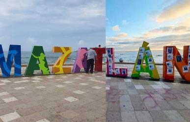 Quitan carteles de búsqueda de las letras de Mazatlán