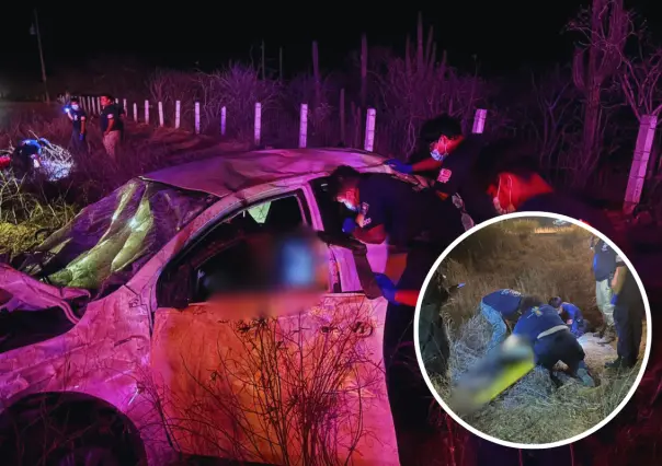 Tres personas heridas en volcadura en la carretera San Pedro - Todos Santos