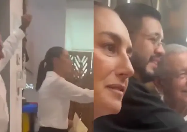 Trabajador del Poder Judicial confronta a AMLO y Sheinbaum en elevador