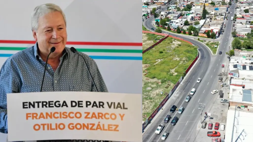 Manolo Jiménez y Chema Fraustro entregan par vial rehabilitado en Saltillo