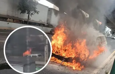 ¡Apagan las llamas! Se incendia camioneta en Periférico Norte