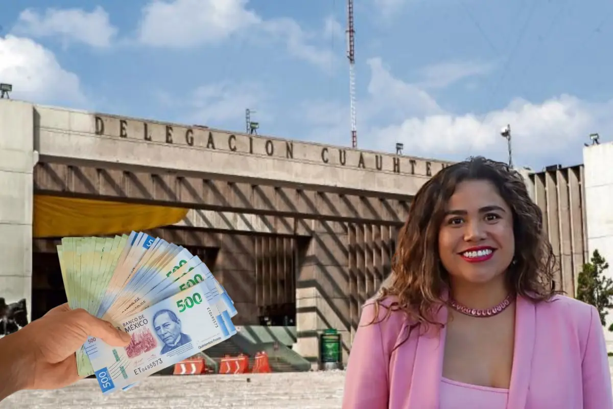 Caty Monreal frente a la explanada de la alcaldía Cuauhtémoc.    Foto: Especial