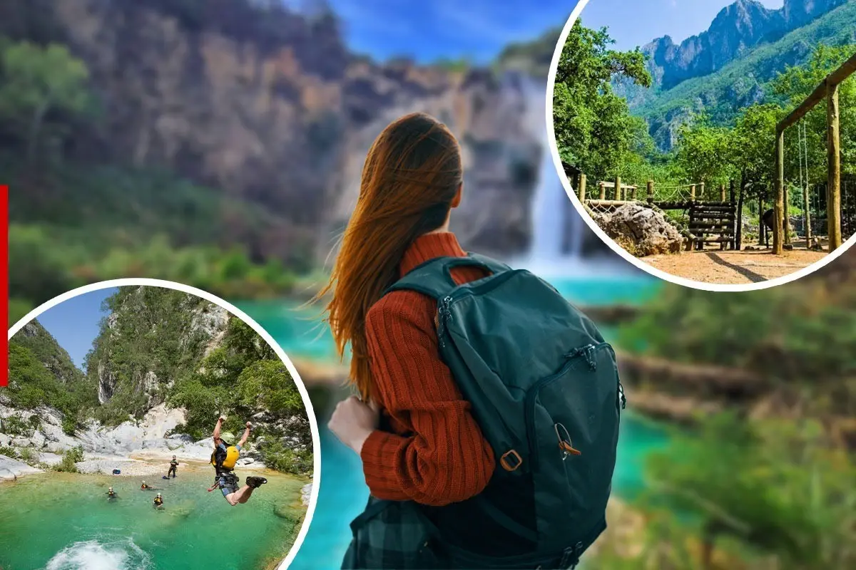 Mujer conociendo los cerros y lugares para hacer senderismo. Foto: shotprime - raquelm - turismonuevoleon.com - Marcos Ferro