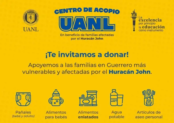 UANL convoca a comunidad estudiantil para apoyar a afectados por huracán John