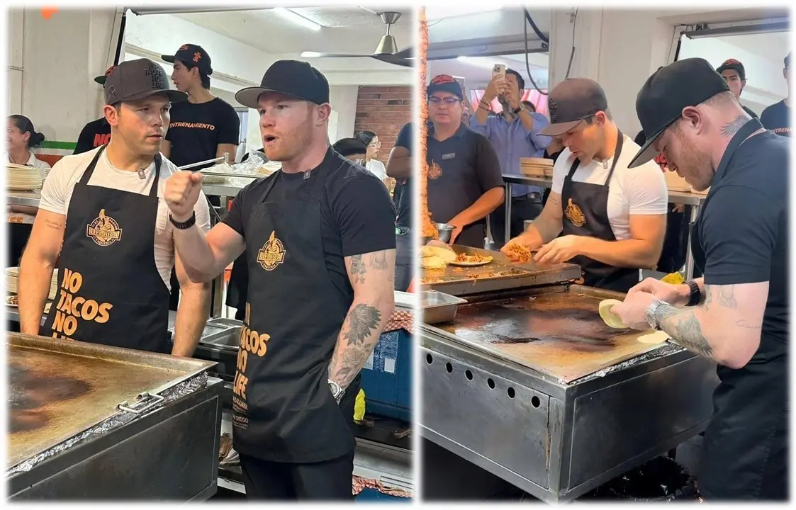 El Canelo se puso a trabajar en la parrilla. Foto: Perla Herrera