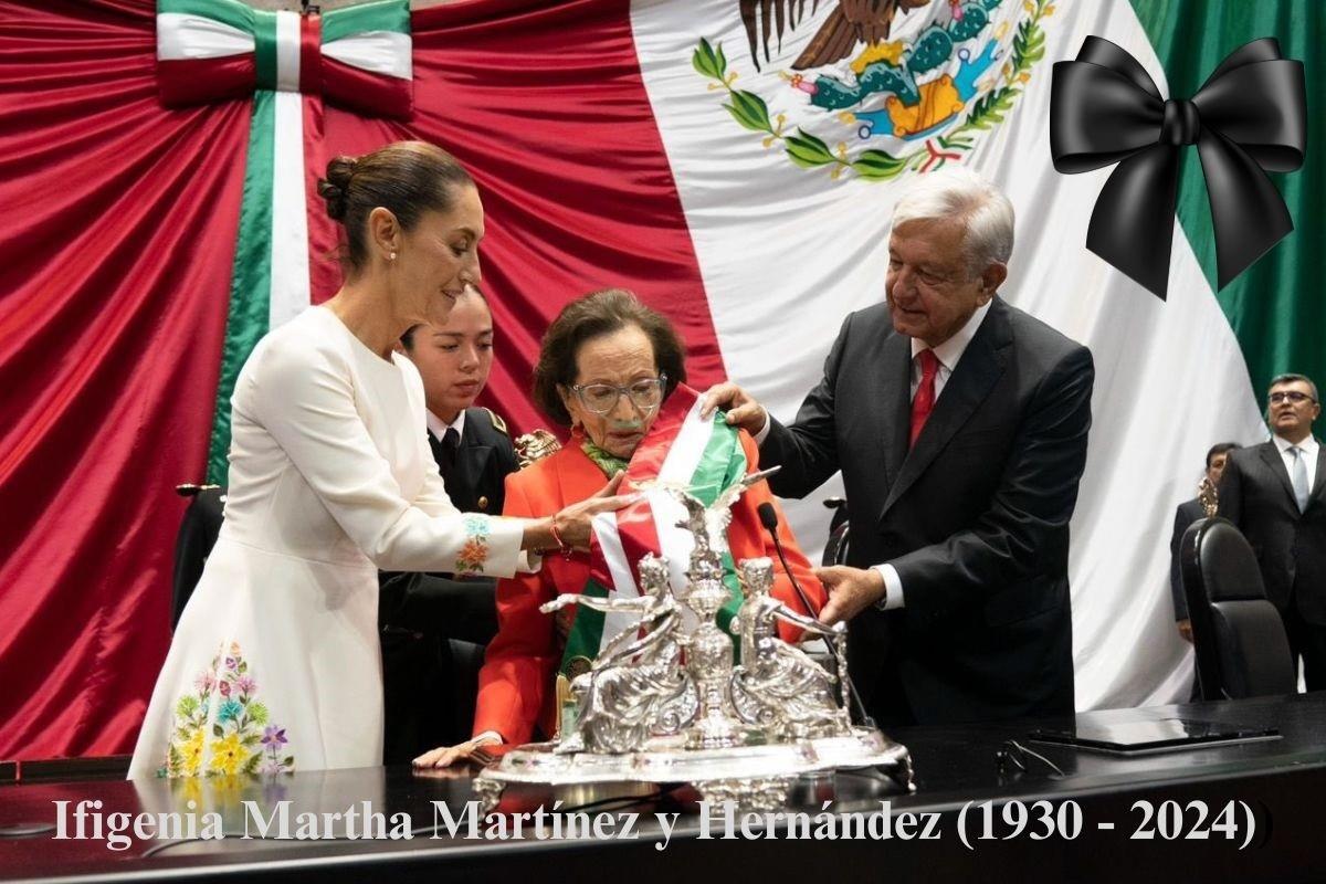 La presidenta de la Cámara de Diputados, Ifigenia Martha Martínez y Hernández, muere a los 94 años de edad. Foto: X @Claudiashein